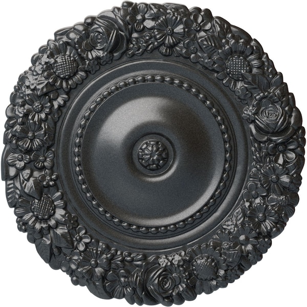 Ekena Millwork Marseille Ceiling Medallion (Fits Canopies up to 7 3/8"), Hand-Painted Pewter, 21"OD x 2"P CM21MAPES - main